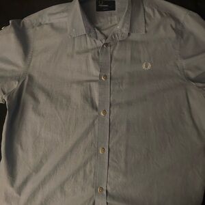 Fred Perry Men’s Pale Blue Short-Sleeve Button-Down Shirt